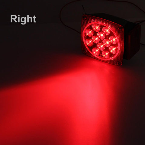 Image of Partsam 12V Waterproof Square LED Trailer Tail Light Kit Clear Lens Red Trailer Brake Stop Tail Turn Signal Running Lights License Kit for Camper Truck RV Boat Trailer Snowmobile Marine Under 80inch