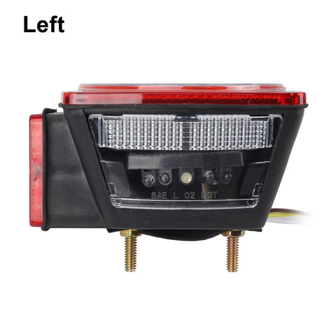 Image of Partsam 12V Waterproof Square LED Trailer Tail Light Kit Clear Lens Red Trailer Brake Stop Tail Turn Signal Running Lights License Kit for Camper Truck RV Boat Trailer Snowmobile Marine Under 80inch