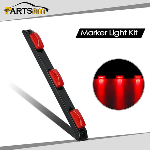 Image of Partsam 17inch Inch Red Truck Trailer Identification Light Bar 3-Light Waterproof Sealed Led Trailer Light Bar 12V Replacement for F150 F250 F350 RAM 1500 2500 3500 Silverado Sierra