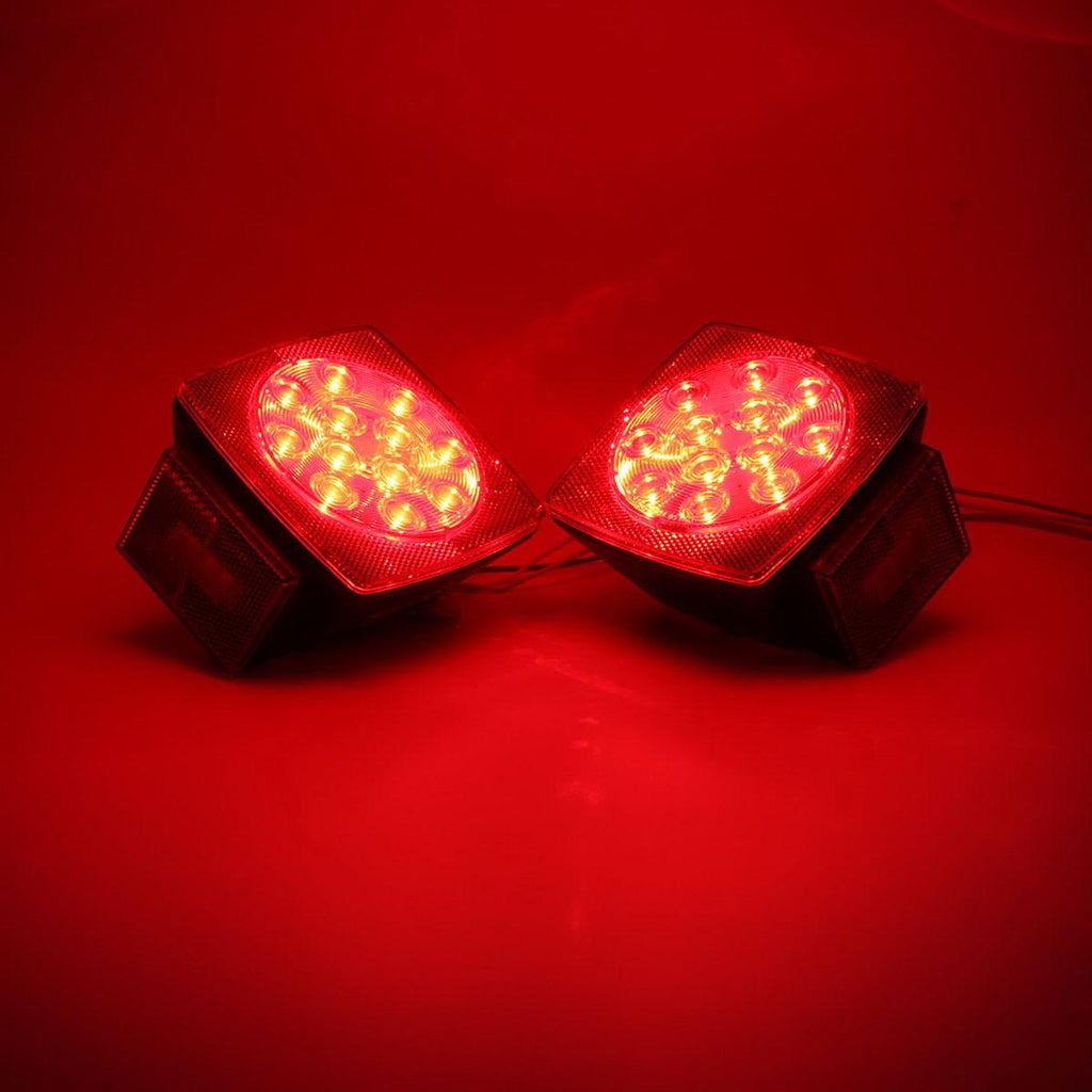 Partsam 12V Waterproof Square Led Trailer Light,Red LED Stop Turn Tail License Brake Running Light Lamp for Trailers Under 80inch Boat Trailer Truck Marine Camper RV Snowmobile,IP68,DOT Compliant