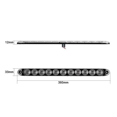 Image of Partsam 2pcs 15inch inch Clear Lens Red 11 LED Flange Mount Trailer Truck RV Stop Turn Signal Tail Lamps 3rd Third Brake Light Bar Warning Light ID Bar