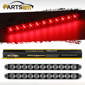 Partsam 2pcs 15inch inch Clear Lens Red 11 LED Flange Mount Trailer Truck RV Stop Turn Signal Tail Lamps 3rd Third Brake Light Bar Warning Light ID Bar