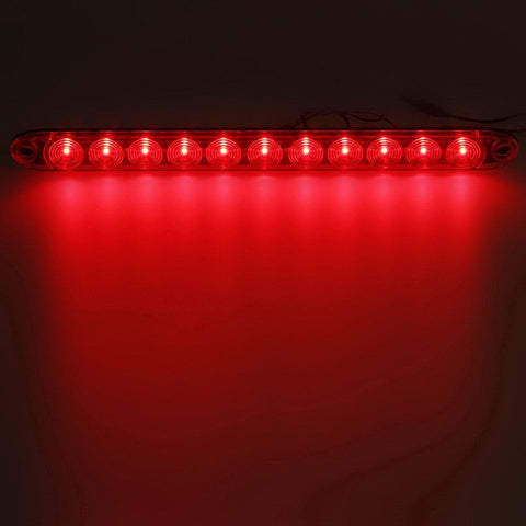 Image of Partsam 2pcs 15inch inch Clear Lens Red 11 LED Flange Mount Trailer Truck RV Stop Turn Signal Tail Lamps 3rd Third Brake Light Bar Warning Light ID Bar