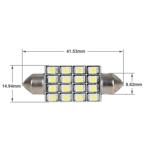 Image of Partsam 10pcs 6000K White 41mm 42mm 43mm Festoon 16-3528-SMD LED Bulbs for Interior Lights Dome Map Trunk Cargo Area Lights 570 578 6413 12V Lamps