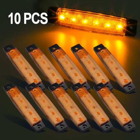Image of Partsam 10X 3.8 Amber 12V Front Side Marker 6 LED Trailer Truck Lorry Indicators Lights, Amber Rear Led Marker Trailer Parking Turn Signal Lights for Truck Bus Boat Rv Lorries SUV UTV