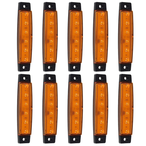 Image of Partsam 10X 3.8 Amber 12V Front Side Marker 6 LED Trailer Truck Lorry Indicators Lights, Amber Rear Led Marker Trailer Parking Turn Signal Lights for Truck Bus Boat Rv Lorries SUV UTV