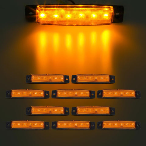 Image of Partsam 10X 3.8 Amber 12V Front Side Marker 6 LED Trailer Truck Lorry Indicators Lights, Amber Rear Led Marker Trailer Parking Turn Signal Lights for Truck Bus Boat Rv Lorries SUV UTV