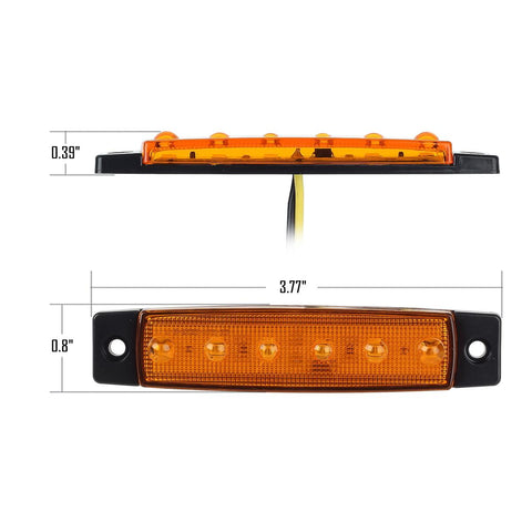 Image of Partsam 10X 3.8 Amber 12V Front Side Marker 6 LED Trailer Truck Lorry Indicators Lights, Amber Rear Led Marker Trailer Parking Turn Signal Lights for Truck Bus Boat Rv Lorries SUV UTV