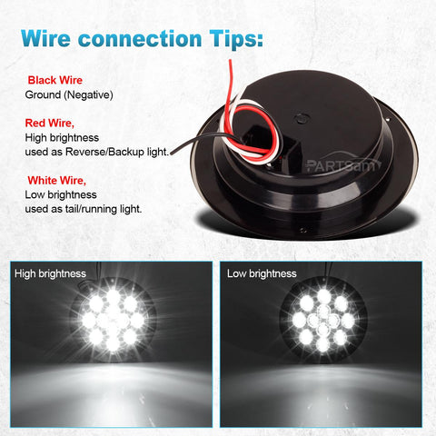 Image of Partsam 4 Red + 2 White 4inch Round Led Stop Turn Tail Back-up Reverse Fog Lights Include Lights Flange Mount 12 LED for Truck Trailer RV