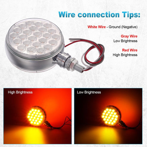 Image of Partsam 2Pcs Double Face Round LED Pedestal Lights Fender Stop Turn Signal Tail Brake Lights Clear Lens 48 LED Post Mount Semi Trailer Replacement for Kenworth/Peterbilt Trucks