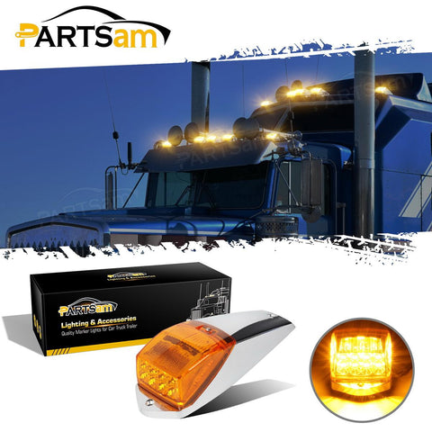Image of Partsam 31LED Amber Cab Marker Light Waterproof Top Roof Running Cab Lights Compatible with Peterbilt/Kenworth/Freightliner//Western Star/Mack/International/Paccar Trailer Trucks