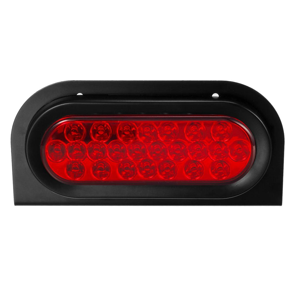 Partsam 2pcs Waterproof 6inch inch Oval Sealed Stop Turn Tail Brake Marker Red 24 LED Truck Trailer Light Kit Flush Mount w/Mounting Brackets