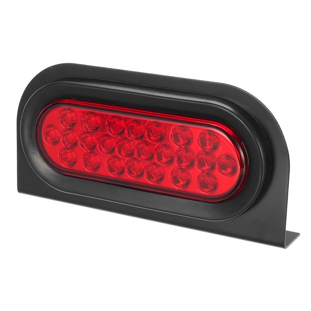 Partsam 2pcs Waterproof 6inch inch Oval Sealed Stop Turn Tail Brake Marker Red 24 LED Truck Trailer Light Kit Flush Mount w/Mounting Brackets