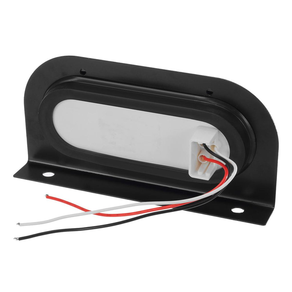 Partsam 2pcs Waterproof 6inch inch Oval Sealed Stop Turn Tail Brake Marker Red 24 LED Truck Trailer Light Kit Flush Mount w/Mounting Brackets