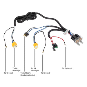 Partsam 1Set H4 Headlight Relay Harness Kit for 7x6 5x7 H6054 Headlights Heat Ceramic Wiring Harness Compatible with Pickup Headlights 88-95, Tacoma 95-97 Fix Dual Ground Problem