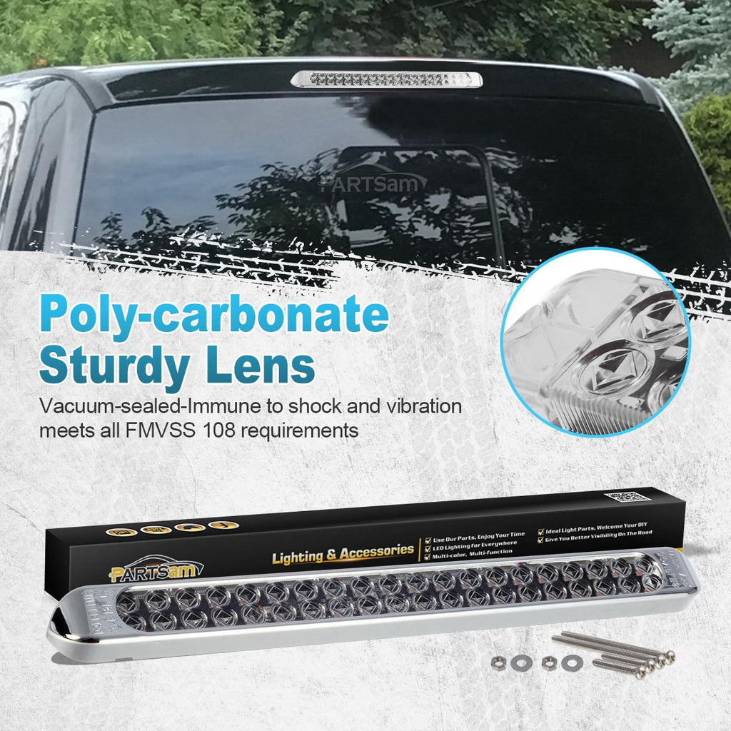 Partsam 2Pcs 17 Inch White Led Truck Trailer Light Bar 40 LED Clear Lens Dual Row, Sealed White 17inch LED Waterproof Light Bar Backup Reverse Dome Interior Marker Lights for Pickup RV