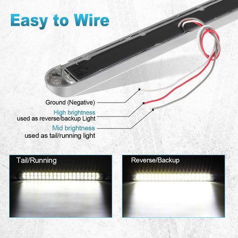 Image of Partsam 2Pcs 17 Inch White Led Truck Trailer Light Bar 40 LED Clear Lens Dual Row, Sealed White 17inch LED Waterproof Light Bar Backup Reverse Dome Interior Marker Lights for Pickup RV