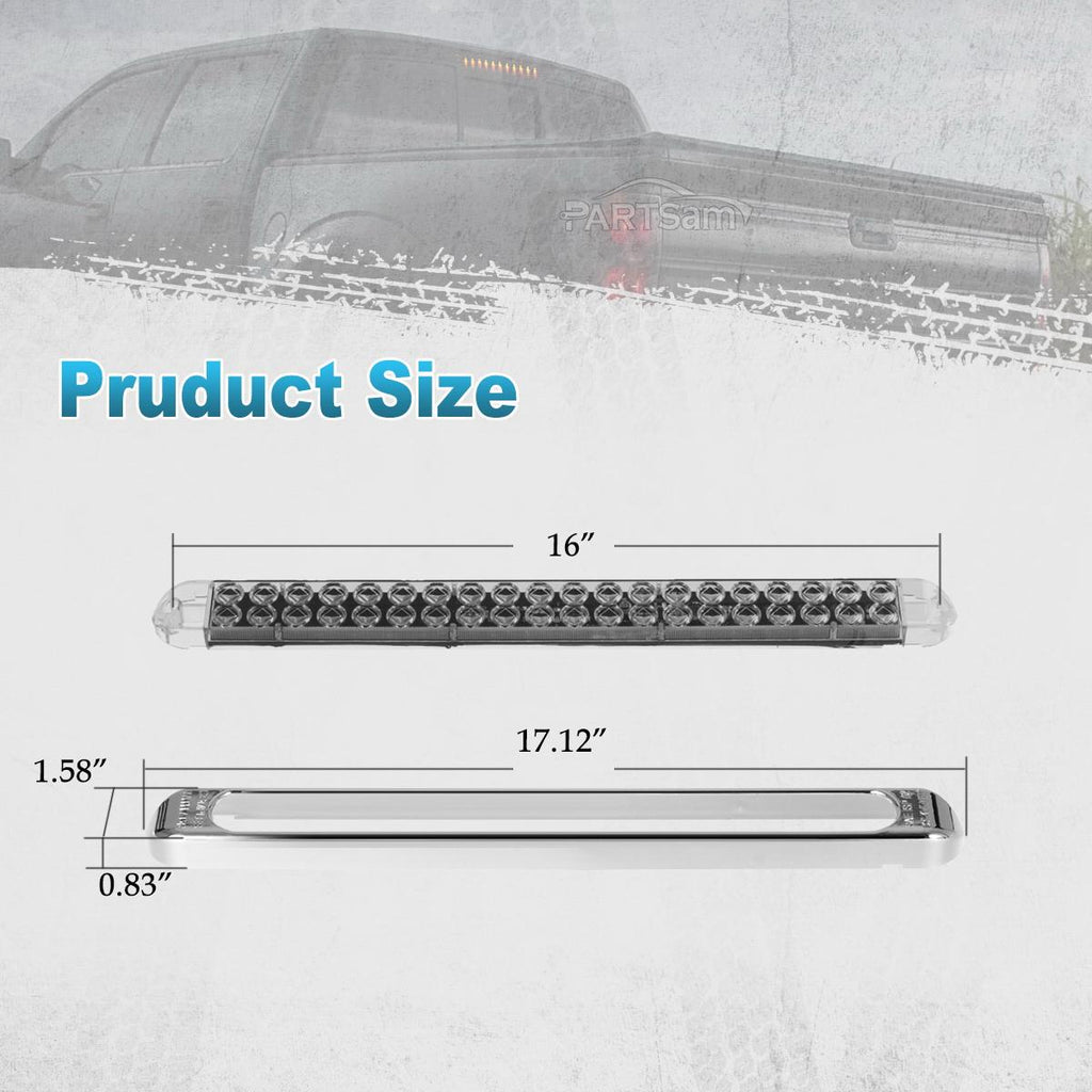 Partsam 2Pcs 17 Inch White Led Truck Trailer Light Bar 40 LED Clear Lens Dual Row, Sealed White 17inch LED Waterproof Light Bar Backup Reverse Dome Interior Marker Lights for Pickup RV
