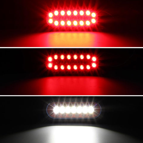 Image of Partsam 2Pcs 6 Inch Oval Led Trailer Tail Lights Red/White 23LED Grommet Mount w Mounting Brackets Waterproof Truck Trailer RV Oval Led Stop Turn Tail Brake Backup Reverse Marker Lights Sealed 12V