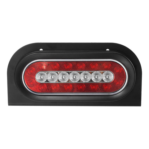 Image of Partsam 2Pcs 6 Inch Oval Led Trailer Tail Lights Red/White 23LED Grommet Mount w Mounting Brackets Waterproof Truck Trailer RV Oval Led Stop Turn Tail Brake Backup Reverse Marker Lights Sealed 12V