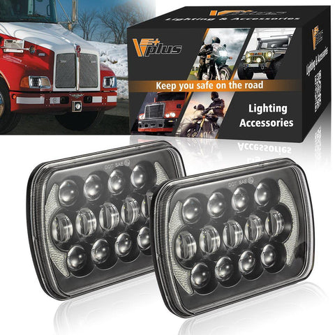 Image of Partsam 5x7 LED Headlights 7x6 Sealed Beam Angel Eyes DRL Hi/Lo H6054 Compatible with Wrangler YJ Cherokee XJ/ 4Runner Tacoma/Blazer Express Van (2PCS)