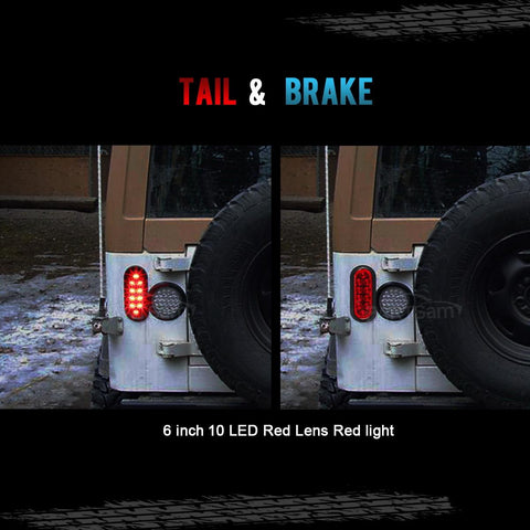Image of Partsam 2pcs Waterproof 6inch inch Oval Sealed Stop Turn Tail Brake Marker Red 10 LED Truck Trailer Light Kit w/Grommet Plug,Mounting Brackets