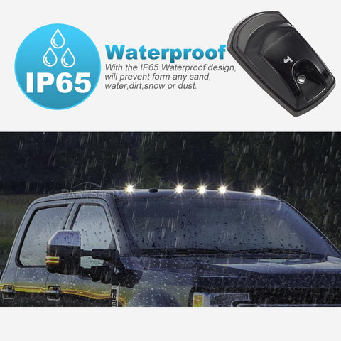 Image of Partsam 5Pcs Smoke Lens Cab Marker Roof Running White LED Top Clearance Lights Assembly 9LED Compatible with Ford F250 F350 F450 F550 Cab Lights 2017 2018 2019 2020 2021 Super Duty 264343BK