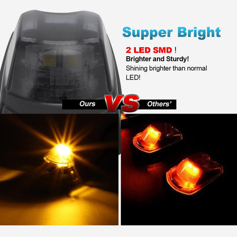 Image of Partsam 5Pcs for F250 F350 F450 Smoke Cab Lights Amber LED Cab Marker Roof Running Top Clearance Lights Assembly Compatible with Ford F-250 F-350 F-450 F-550 Super Duty 2017-2021 264343BK