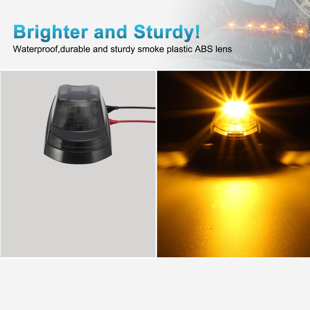 Partsam 5Pcs for F250 F350 F450 Smoke Cab Lights Amber LED Cab Marker Roof Running Top Clearance Lights Assembly Compatible with Ford F-250 F-350 F-450 F-550 Super Duty 2017-2021 264343BK