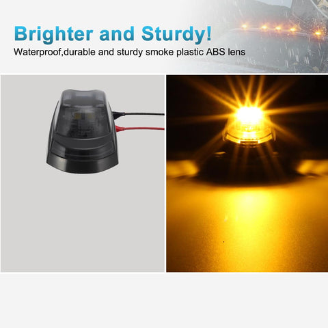 Image of Partsam 5Pcs for F250 F350 F450 Smoke Cab Lights Amber LED Cab Marker Roof Running Top Clearance Lights Assembly Compatible with Ford F-250 F-350 F-450 F-550 Super Duty 2017-2021 264343BK