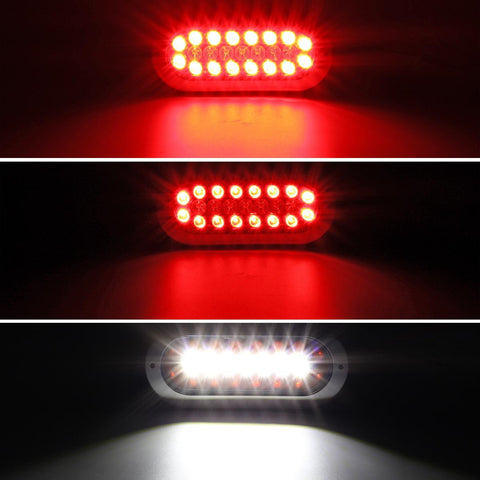 Image of Partsam 2Pcs 6-1/2inch Oval Led Trailer Tail Lights 23 LED Flange Mount Waterproof Combo Red Stop Brake Tail Running Lights Taillights White Back Up and Reverse Lights Sealed with Reflectors 12V DC