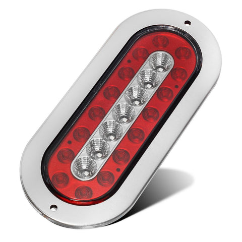 Image of Partsam 2Pcs 6-1/2inch Oval Led Trailer Tail Lights 23 LED Flange Mount Waterproof Combo Red Stop Brake Tail Running Lights Taillights White Back Up and Reverse Lights Sealed with Reflectors 12V DC