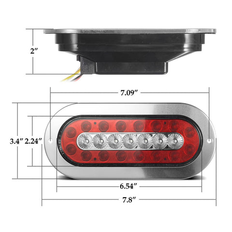 Image of Partsam 2Pcs 6-1/2inch Oval Led Trailer Tail Lights 23 LED Flange Mount Waterproof Combo Red Stop Brake Tail Running Lights Taillights White Back Up and Reverse Lights Sealed with Reflectors 12V DC
