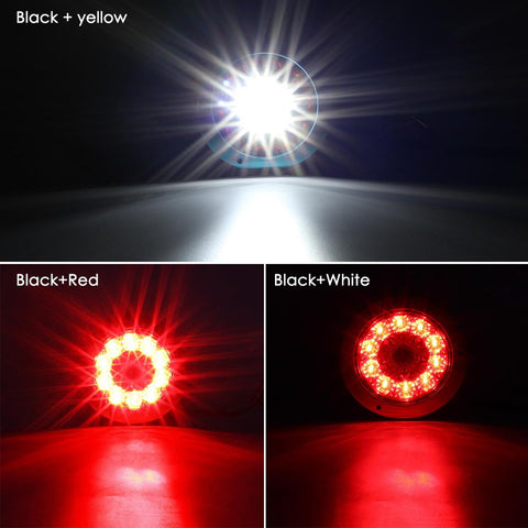 Image of Partsam 4Pcs 4 Inch Round LED Trailer Tail Lights White Red Flange Mount w Reflectors 16 LED DC 12V Sealed Waterproof Stop Brake Tail Running Reverse Backup Lights Lamps for RV Trailer Trucks