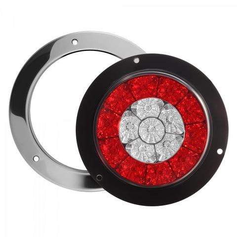 Image of Partsam 4Pcs 4 Inch Round LED Trailer Tail Lights White Red Flange Mount w Reflectors 16 LED DC 12V Sealed Waterproof Stop Brake Tail Running Reverse Backup Lights Lamps for RV Trailer Trucks
