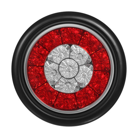 Image of Partsam 2Pcs 4inch Inch Round LED Trailer Tail Lights 16LED w Rubber Grommet, Waterproof Sealed Round Red Stop Turn Tail Brake Running Lights White Reverse Backup Lights Lamps for RV Trailer Trucks