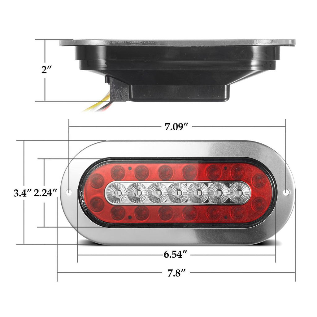 Partsam 2Pcs 6.5inch Oval Led Trailer Tail Lights with Indicators 23 LED Flange Mount Combo Red Stop Turn Brake Tail Running Lights Taillights Amber Parking Indicator Lights Sealed w/Reflectors 12V DC