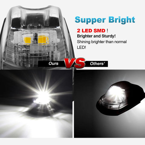 Image of Partsam 5PCS Clear Lens Cab Marker Lights 264343CL White LED Clearance Top Roof Running Lights Assembly Compatible with F250 F350 F450 F550 Full LED Cab Roof Marker Light Kit 2017-2021 Super Duty