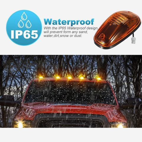 Image of Partsam 5pcs 16LED Amber Cab Light Top Roof Running Clearance Cab Marker Lights 264146AM Assembly Compatible with Dodge Ram 1500 2500 3500 4500 5500 2003 - 2018 Pickup Trucks