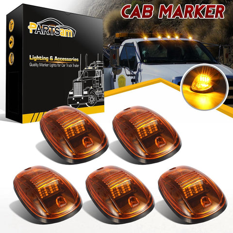 Image of Partsam 5pcs 16LED Amber Cab Light Top Roof Running Clearance Cab Marker Lights 264146AM Assembly Compatible with Dodge Ram 1500 2500 3500 4500 5500 2003 - 2018 Pickup Trucks