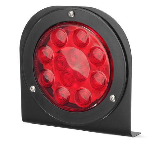 Image of Partsam LED Truck Trailer Tail Lights with Steel Brackets - Waterproof DC12 Red 12-LED Round Tail Light Bar for Stop/Turn/Brake Running Lamps Fits any Camper/RV/Camper/UTV/Boat Trailers(2 PCS)