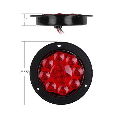 Image of Partsam LED Truck Trailer Tail Lights with Steel Brackets - Waterproof DC12 Red 12-LED Round Tail Light Bar for Stop/Turn/Brake Running Lamps Fits any Camper/RV/Camper/UTV/Boat Trailers(2 PCS)