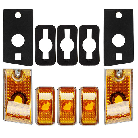 Image of Partsam 5pcs Cab Marker Roof Running Top Lights 264160AM Front Amber Lens Crystal Chrome Waterproof + T10 194 168 W5W 2825 Yellow Halogen Bulbs Compatible with Hummer H2 SUV SUT 2003 - 2009