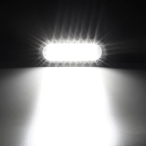 Image of Partsam 2 Pcs 6-1/2inch Clear Oval Sealed 21 DIODE LED BACK-UP REVERSE FOG WHITE Light Kit with Light, Flange Mount for Truck,Trailer (Turn, Stop, and Tail Light), White Reflector