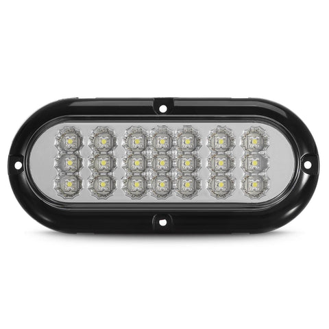 Image of Partsam 2 Pcs 6-1/2inch Clear Oval Sealed 21 DIODE LED BACK-UP REVERSE FOG WHITE Light Kit with Light, Flange Mount for Truck,Trailer (Turn, Stop, and Tail Light), White Reflector