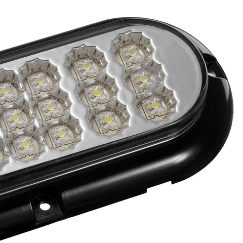 Image of Partsam 2 Pcs 6-1/2inch Clear Oval Sealed 21 DIODE LED BACK-UP REVERSE FOG WHITE Light Kit with Light, Flange Mount for Truck,Trailer (Turn, Stop, and Tail Light), White Reflector