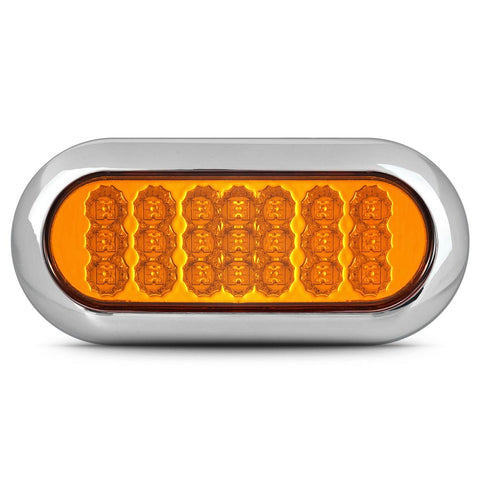 Image of Partsam 2Pcs 6-1/2inch Oval Amber Led Trailer Lights 21 LED Flange Mount w Reflectors Turn Signal Park Side Marker LED Light for Truck Trailer Trail Bus 12V LED Trailer Parking Light w Chrome Bezels