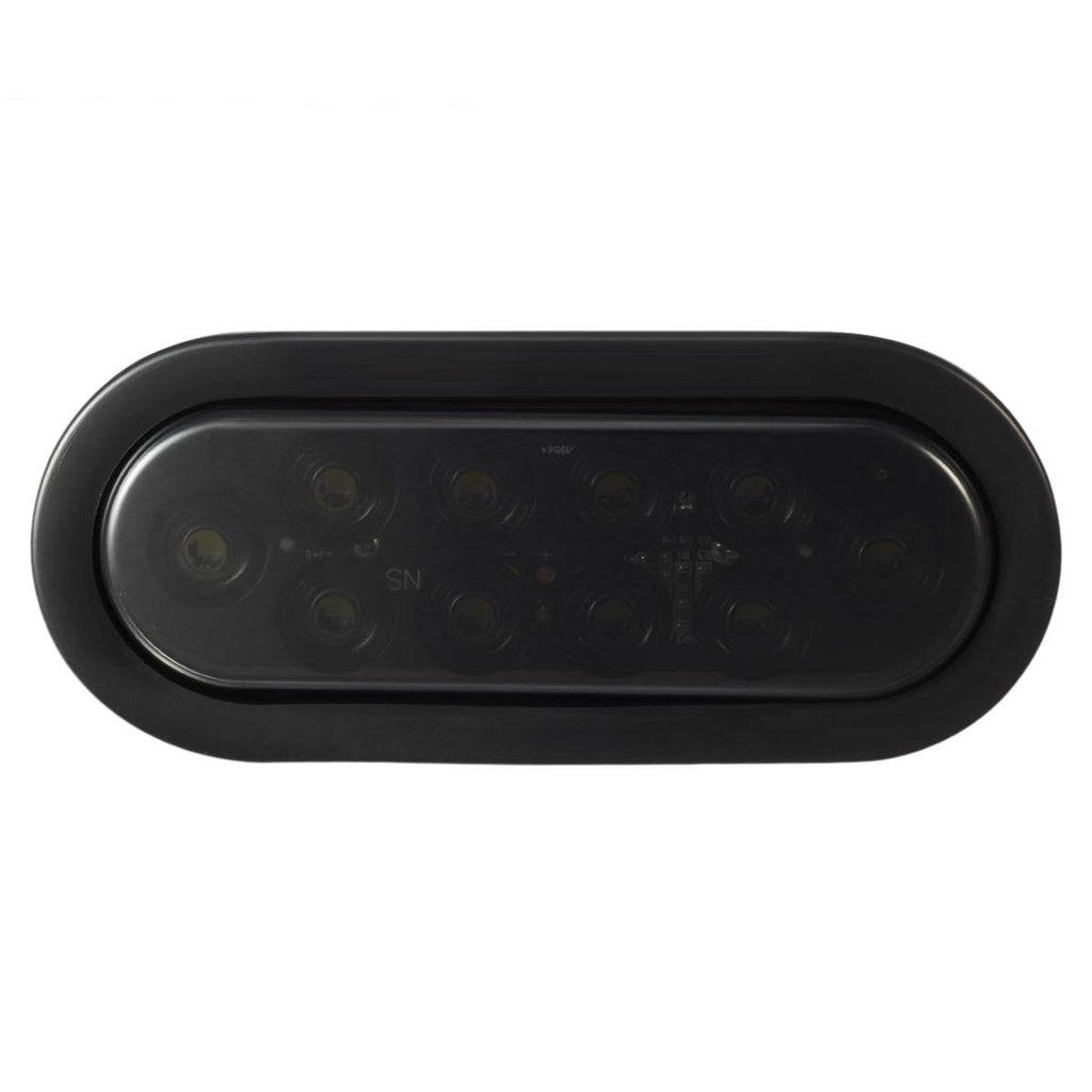 Partsam 2Pcs 6 Inch Oval Red Led Trailer Tail Lights 10 Diodes Smoke Lens Stop Brake Turn Lights Grommet and Pigtails Submersible 12V Sealed for RV Trucks, 6 Oval led Tail Lights Smoked