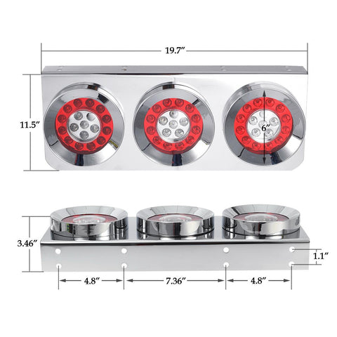 Image of Partsam 2Pcs 54 LED Truck Trailer Tail Lights Bar with Chrome Iron Bracket Base Waterproof 24V 4 Inch Round Led Trailer Tail Lights Bar Stop Turn Signal Running Parking Lights Lamps RV Camper