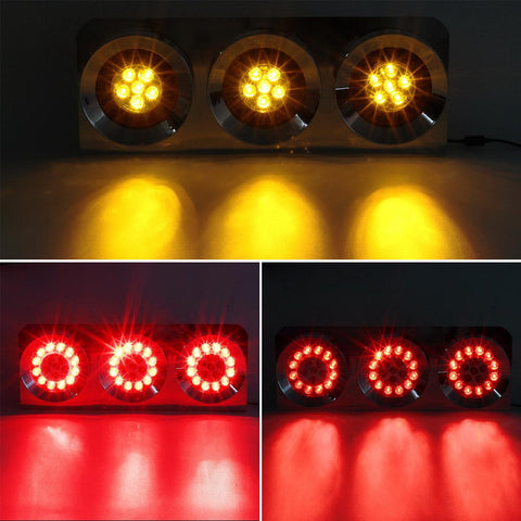 Image of Partsam 2Pcs 54 LED Truck Trailer Tail Lights Bar with Chrome Iron Bracket Base Waterproof 24V 4 Inch Round Led Trailer Tail Lights Bar Stop Turn Signal Running Parking Lights Lamps RV Camper